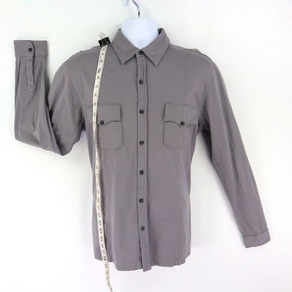 Apt. 9 Long Sleeve Button Up Shirt Collared Mens Sz M Gray 100% Cotton Pockets - Picture 3 of 7